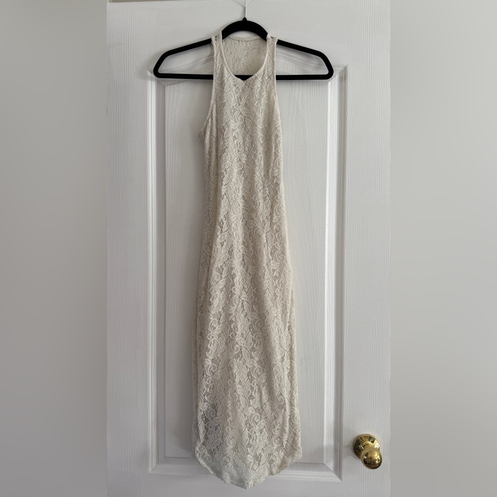 Abercrombie & Fitch Cream Lace Midi Dress